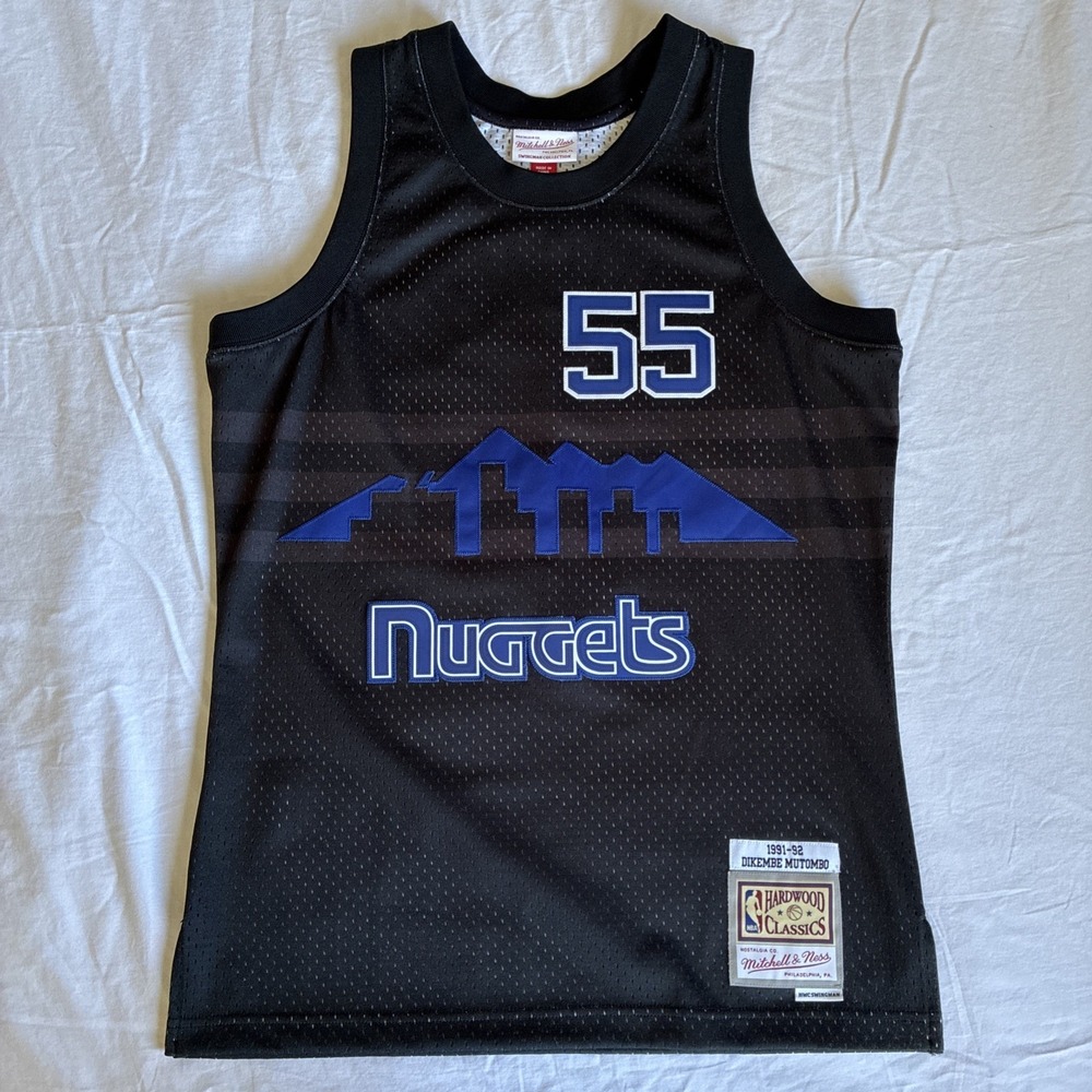 Mitchell & Ness Men's Denver Nuggets Black Dikembe Mutombo Jersey, Size Medium